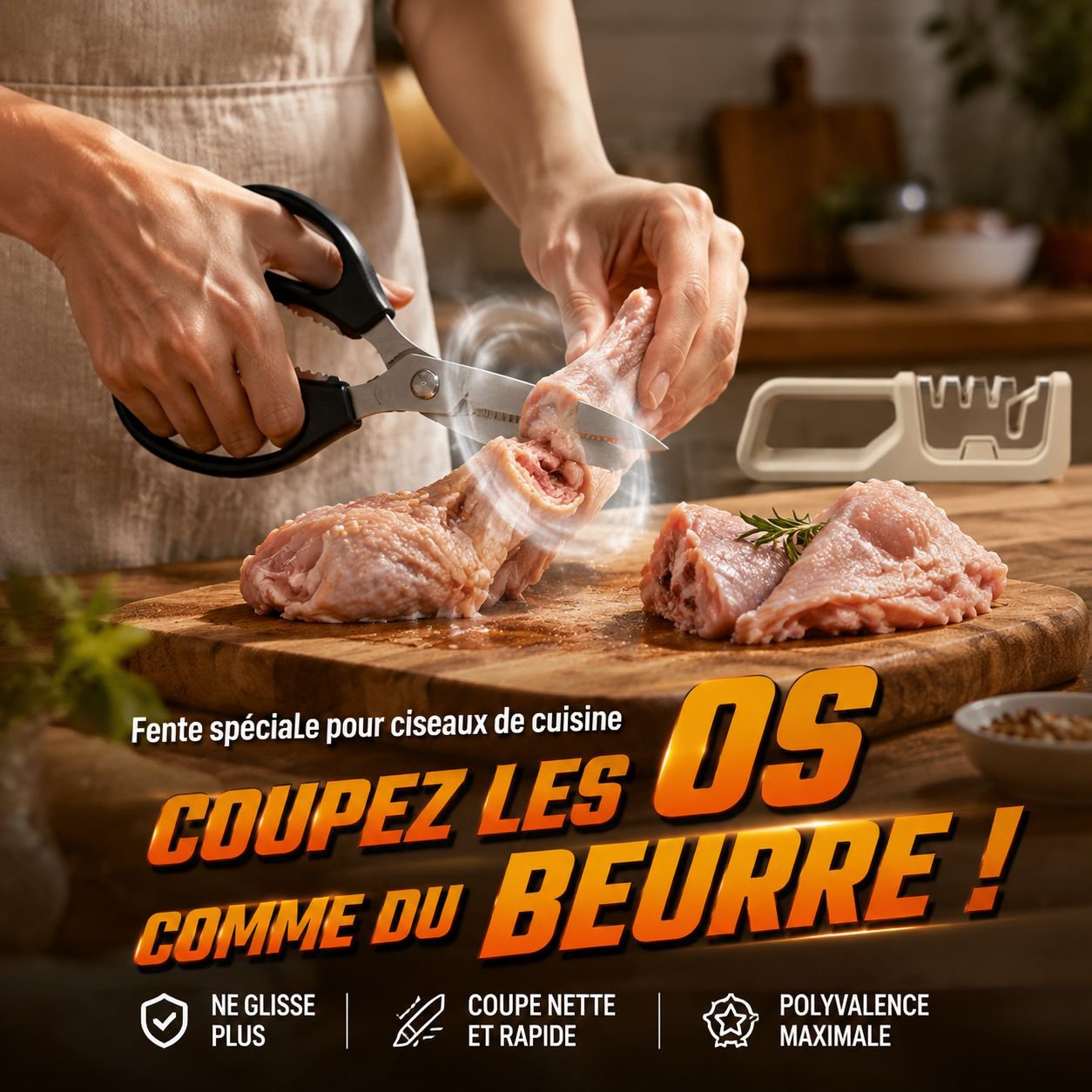 Affûteur de couteaux multifonction 4-en-1 pour cuisine, affûtage rapide pour couteaux de chef
