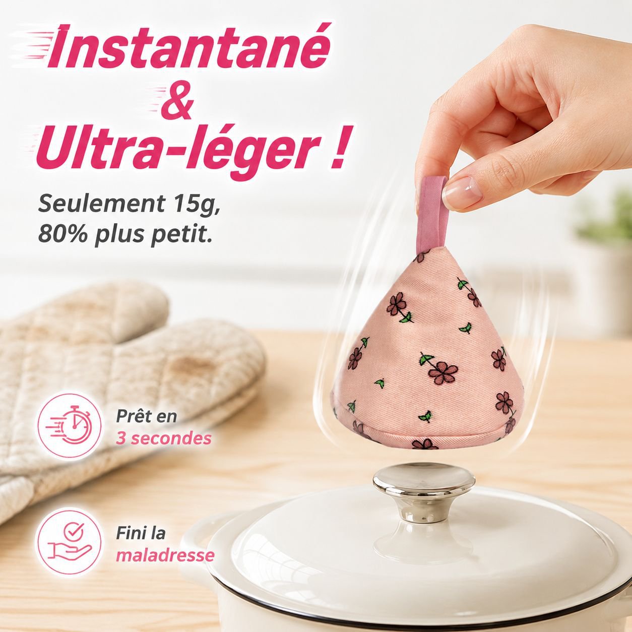 Protège-poignée en fonte émaillée et casserole, manchon isolant anti-chaleur