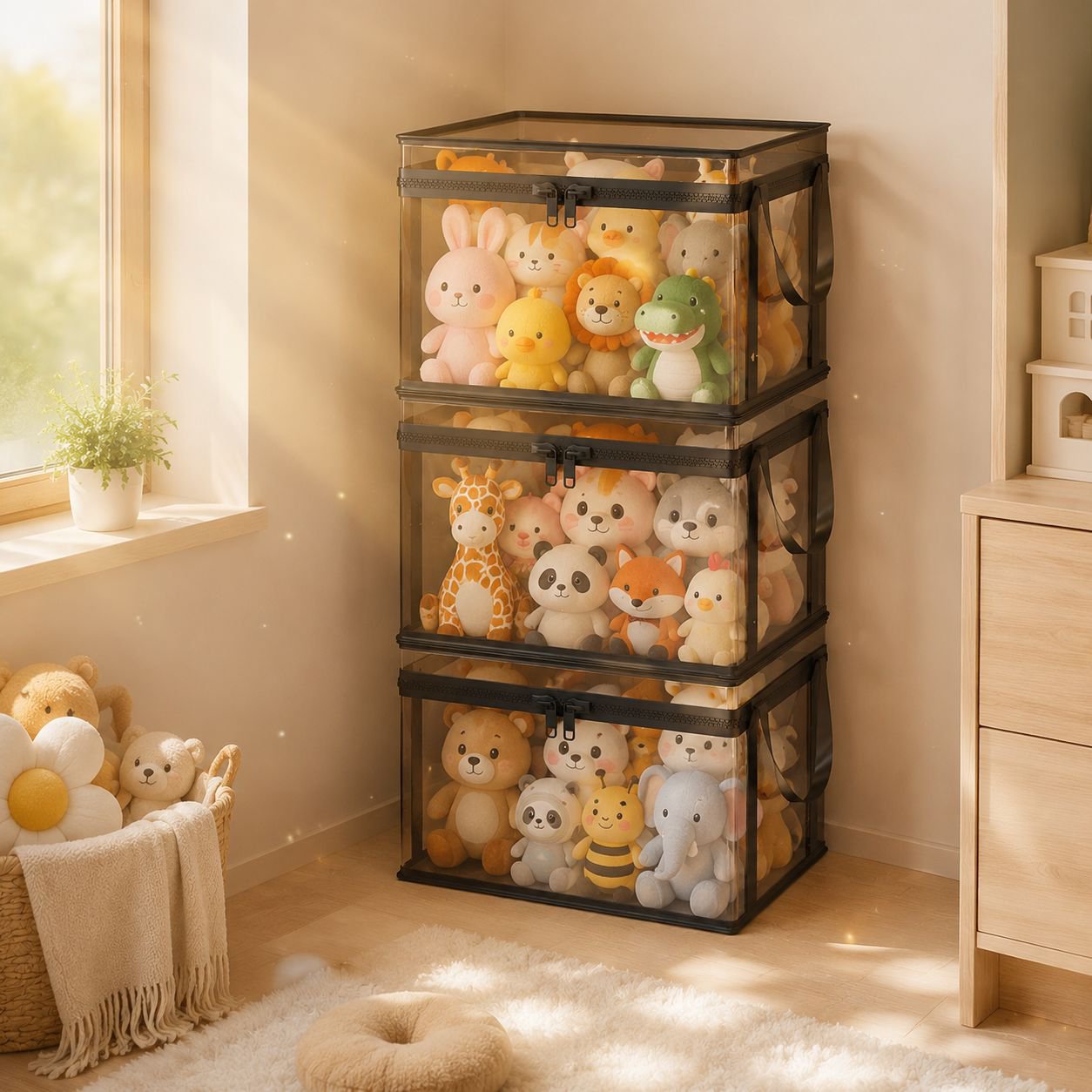 Storage Basket with Lid for Dolls, Suitable for Home Organization