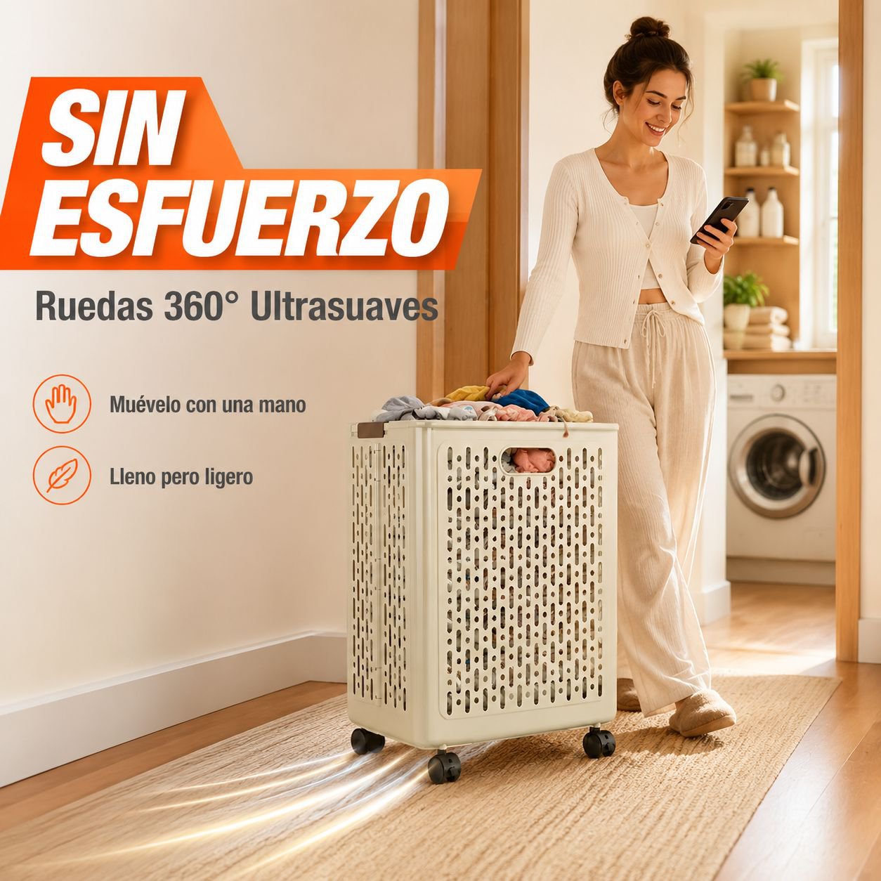 Cesta de ropa sucia plegable para baño