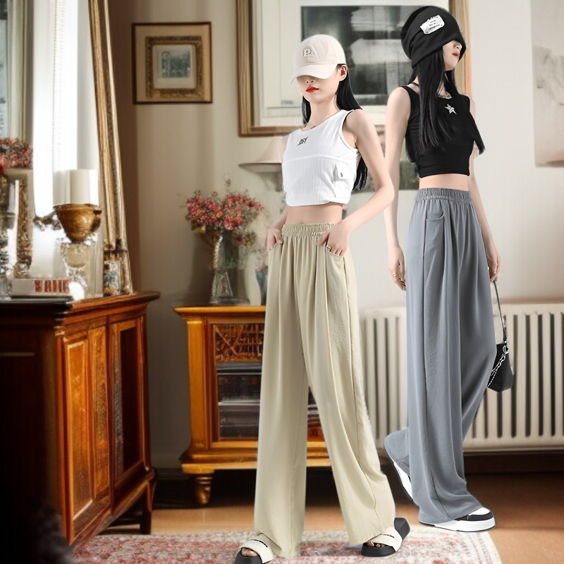 여성 하이웨스트 와이드 팬츠 착용샷