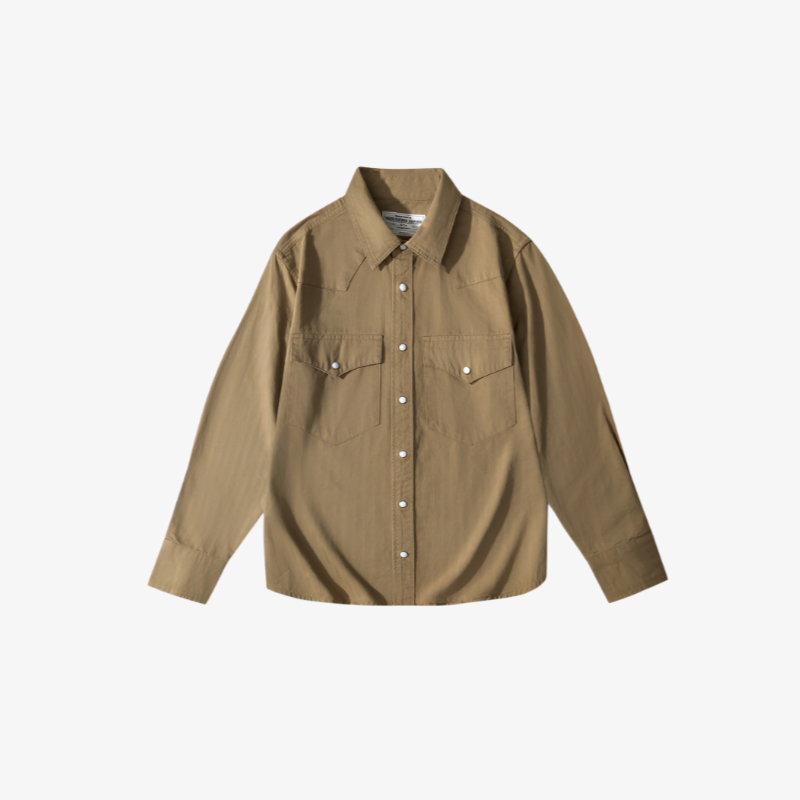 無地メンズ長袖シャツ前面画像