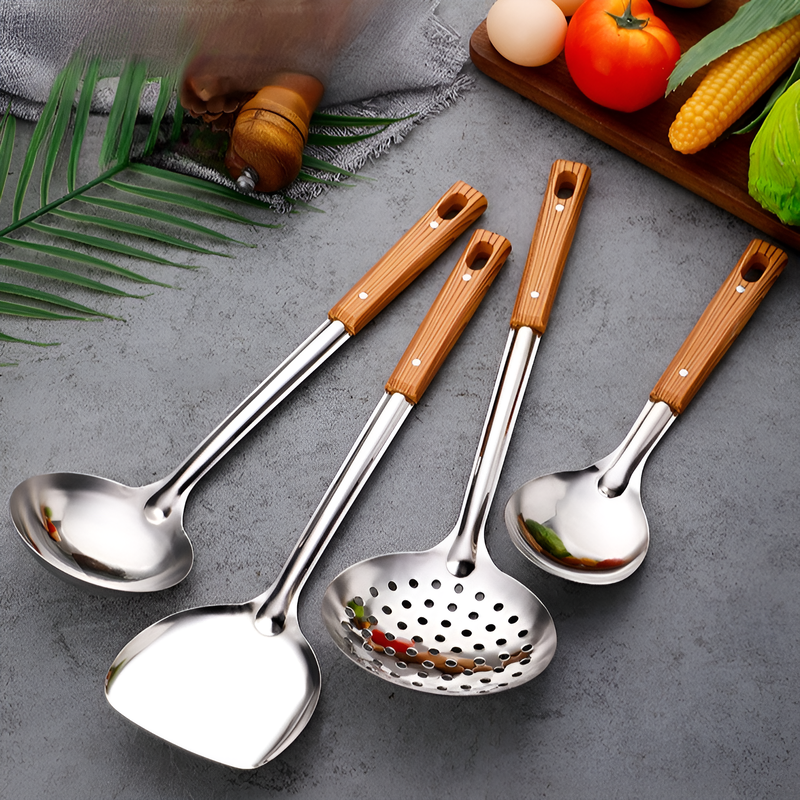 Juego de espátulas de cocina de acero inoxidable