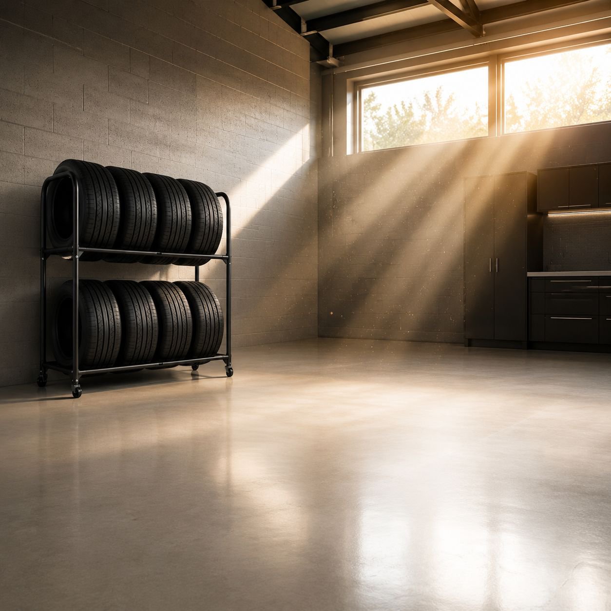 Adjustable Height 2-Tier Tire Storage Rack, 8 Tire Capacity, 108cm Wide