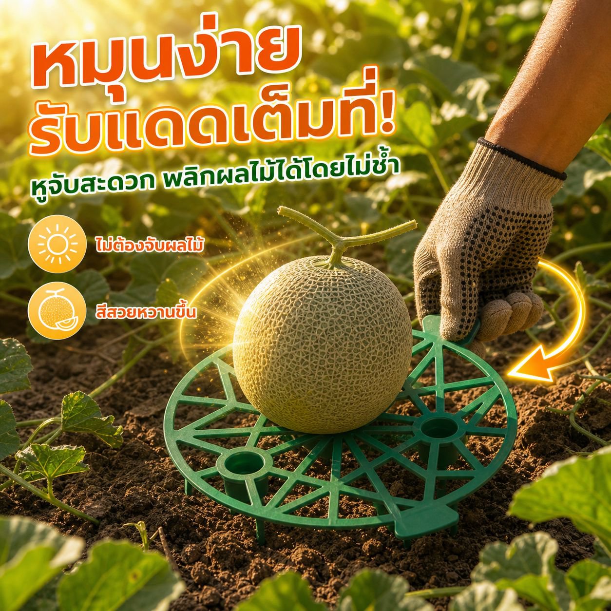 ถาดรองแตงโม พลาสติกป้องกันเน่า สำหรับการเกษตรและสวนผักผลไม้
