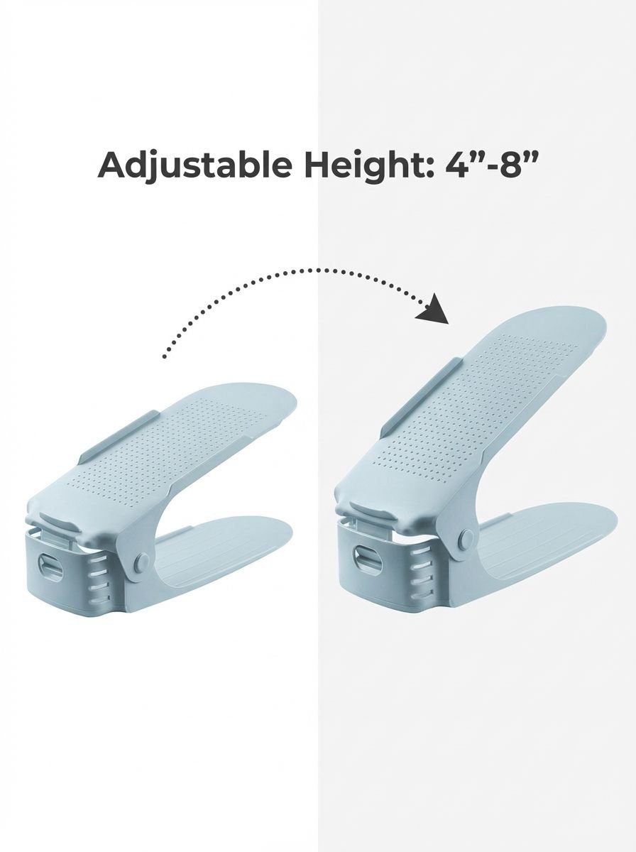 Space-saving shoe rack with flexible shelves