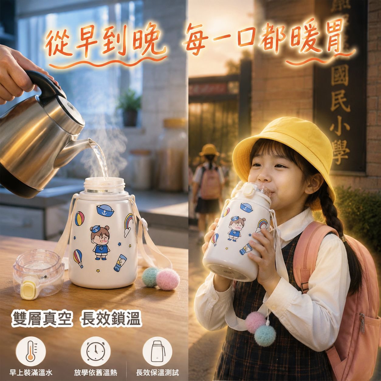 可愛大肚水壺，兒童專用便攜學生水杯