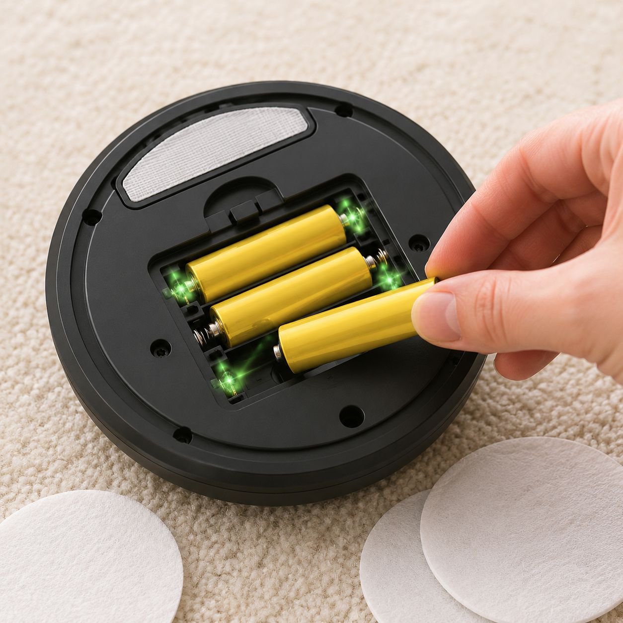 Close-up of mopping pads on automatic cleaning robot