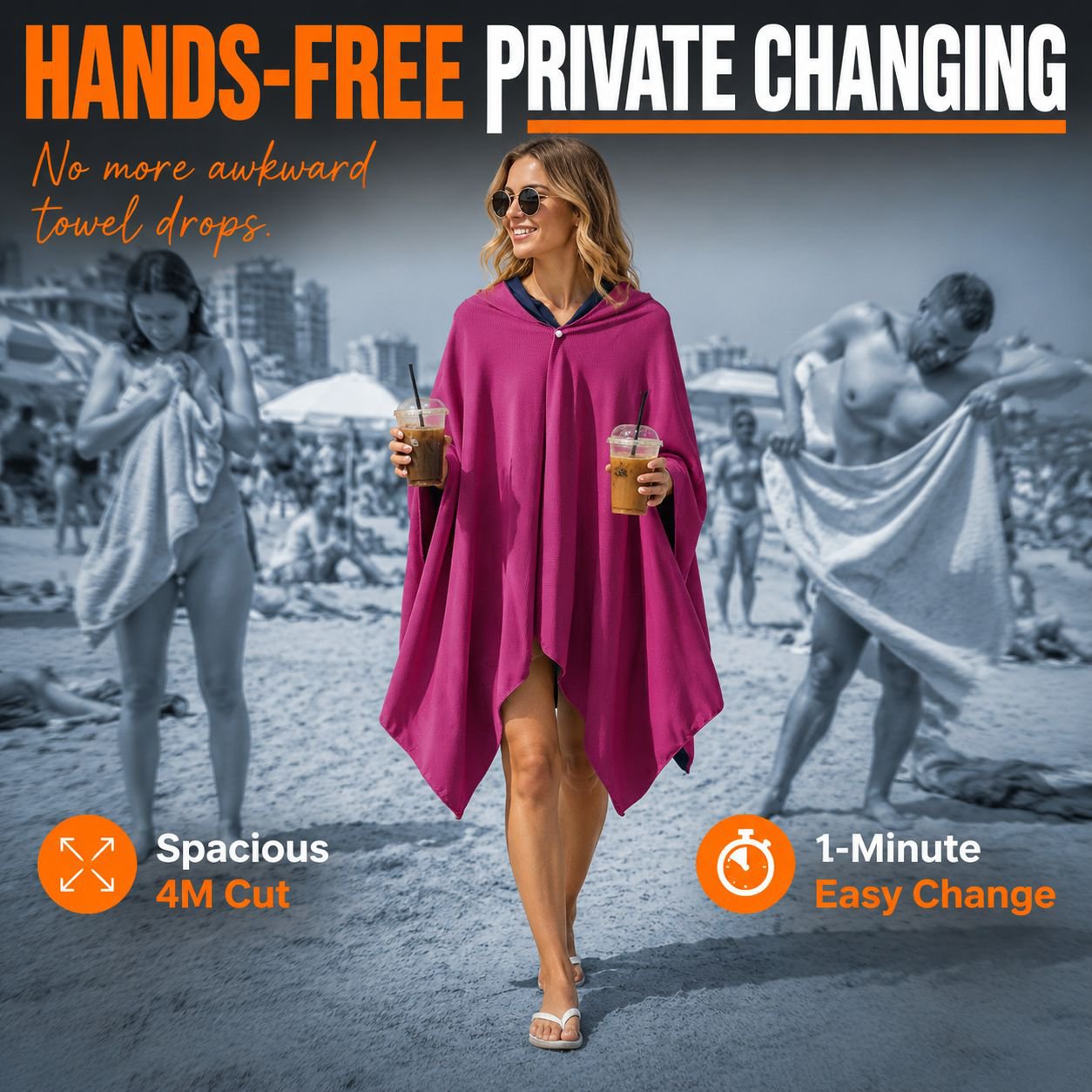 Outdoor Sports Quick-Dry Cooling Sun Protection Hooded Bath Towel Shawl