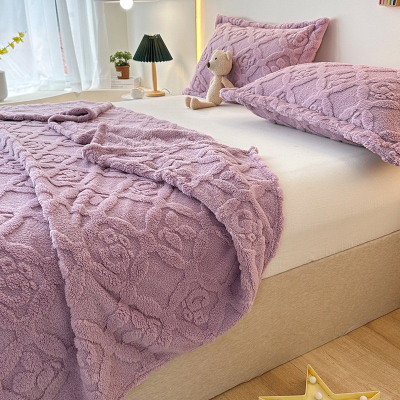 Samt Verdickte Korallenfleece Jacquard Decke Überwurfdecke
