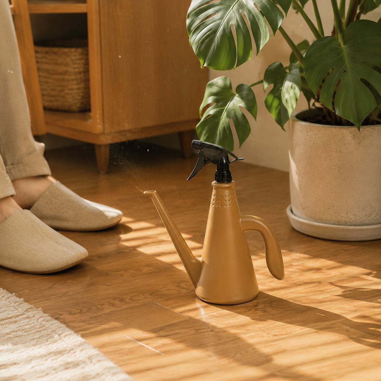 Efficient hand pressure sprayer for plant care