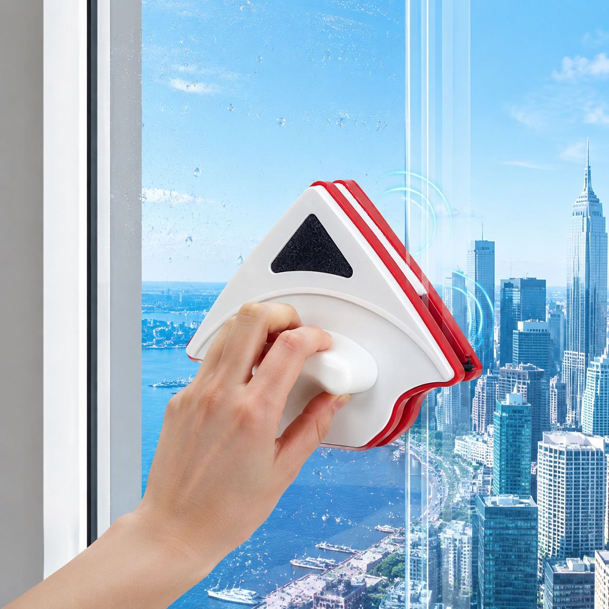 Limpiador triangular de ventanas para el hogar, limpiador de doble cara