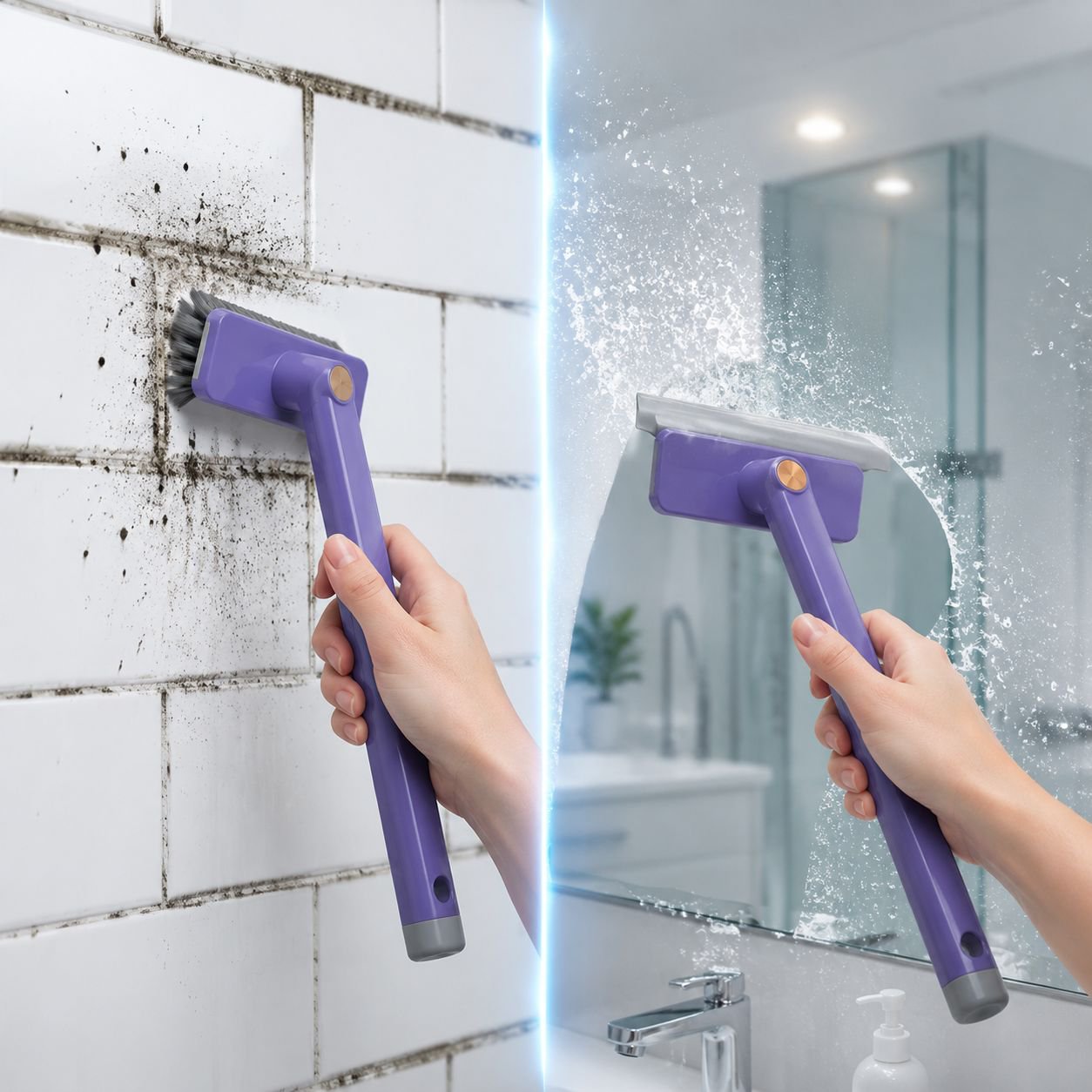 Durable bathroom cleaning brush for hard-to-reach spots