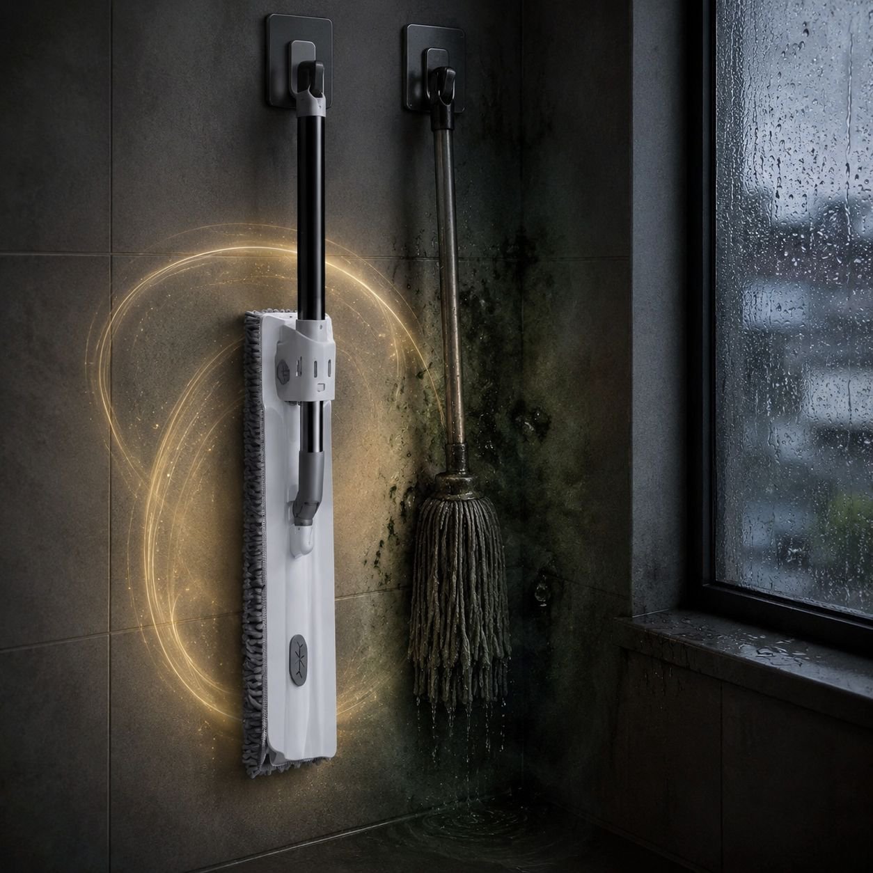Household mop suitable for both wet and dry use