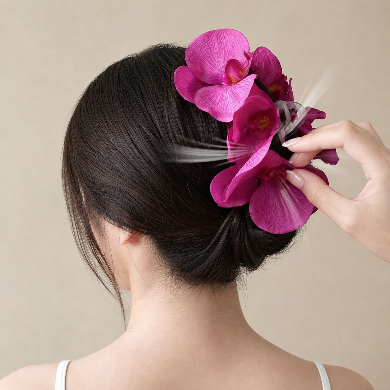 拡散染色された蘭のヘアクリップ、ヘアクリップ、フラワーシャーククリップ、女性向けの多用途で高級感のあるヘアアクセサリー。