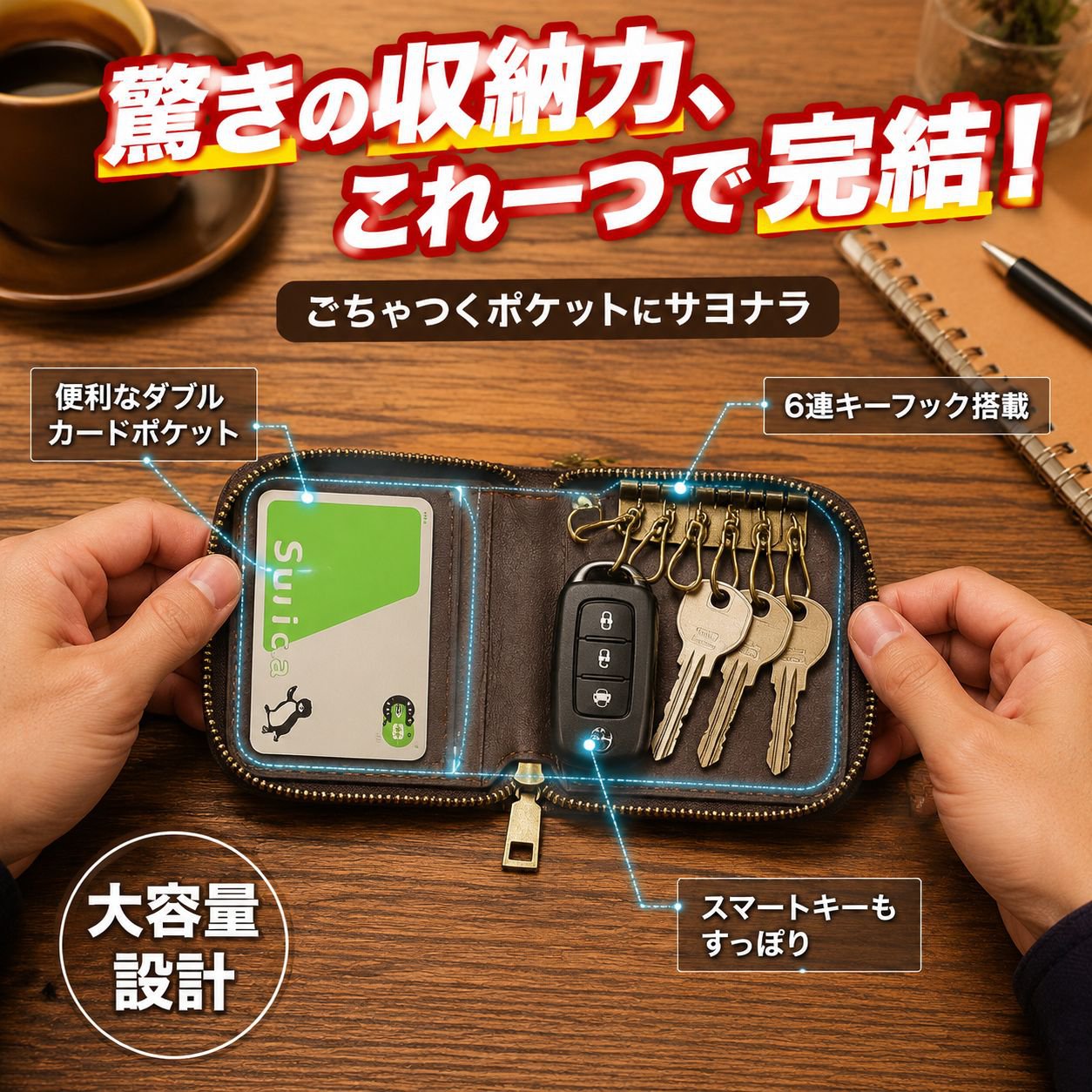 メンズ汎用キーケース レトロスタイル車用キー収納