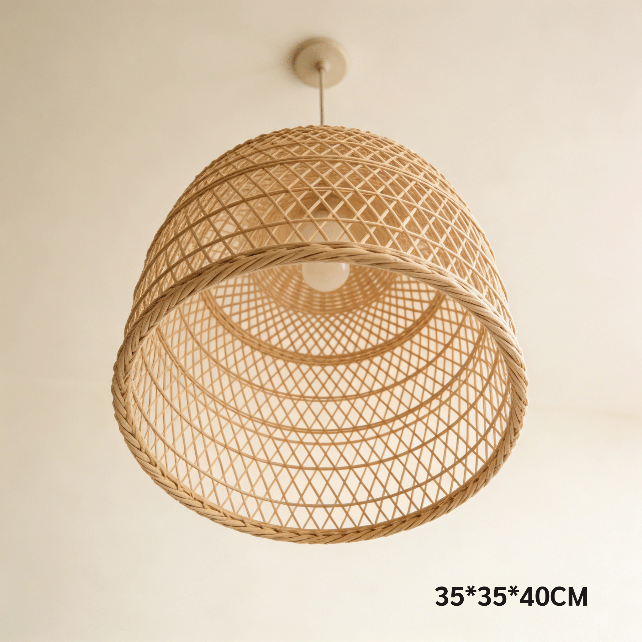 โคมไฟเพดานหวายสานสำหรับตกแต่งห้องนั่งเล่น