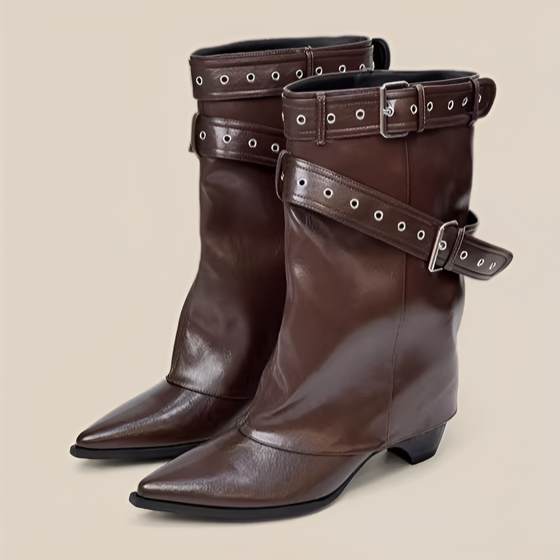 세련된 버클 장식 여성 부츠