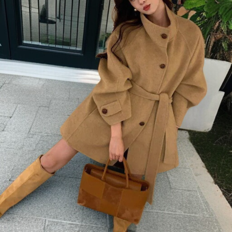 가을 겨울 차이나 스타일 모직 코트 디테일