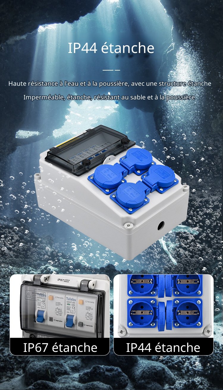 Prise industrielle portable résistante à l'eau