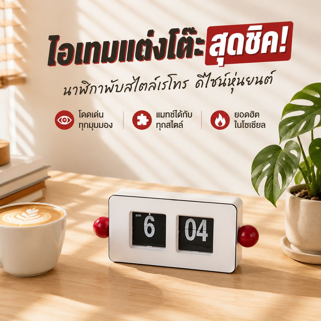 นาฬิกาตั้งโต๊ะแบบพลิกอัตโนมัติ ของตกแต่งบ้าน ใช้งานได้หลายโอกาส