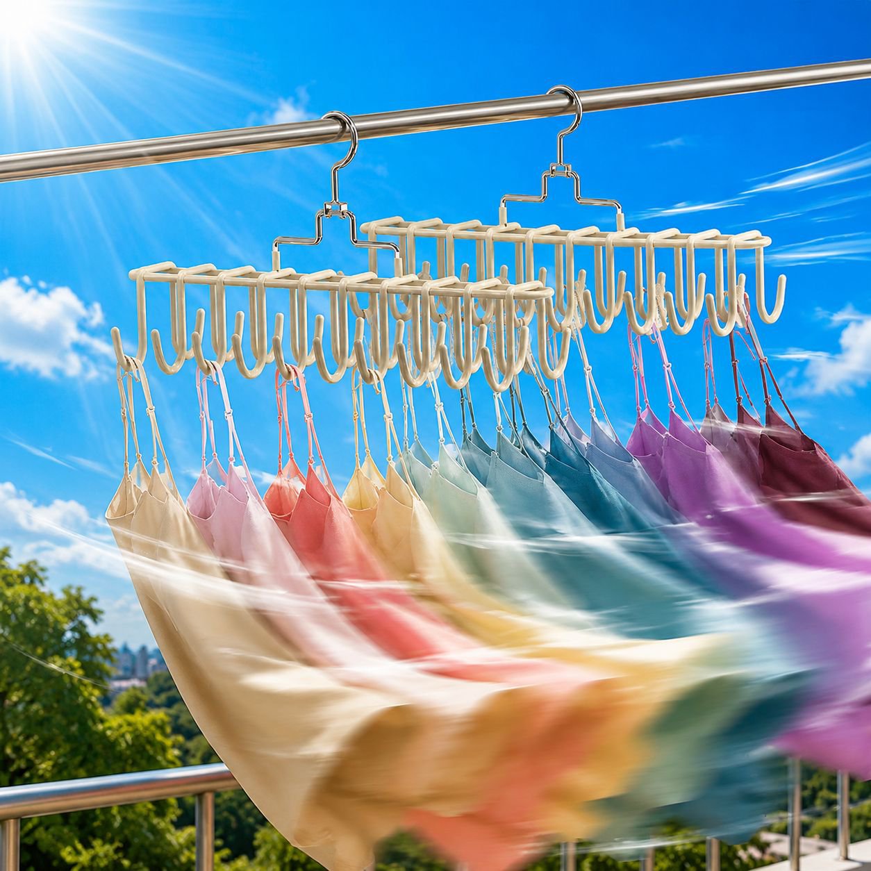Anti-slip storage vest double hook clothes rack, student dormitory suspender underwear hanger, house