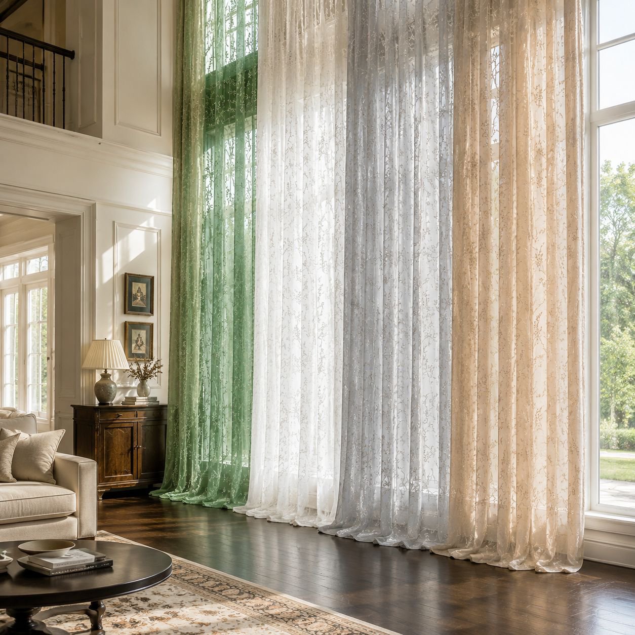 Tree Branch Decor Blackout Curtain Fabric Luxury Transparent Window Screen