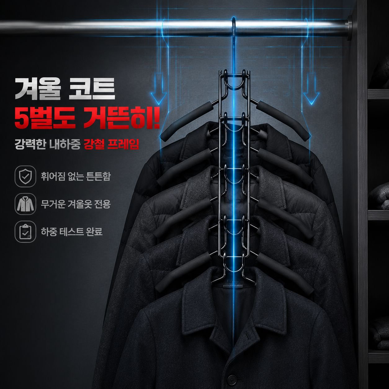 다층 매직 옷걸이 다기능 미끄럼방지 수납 행거 옷장 전용