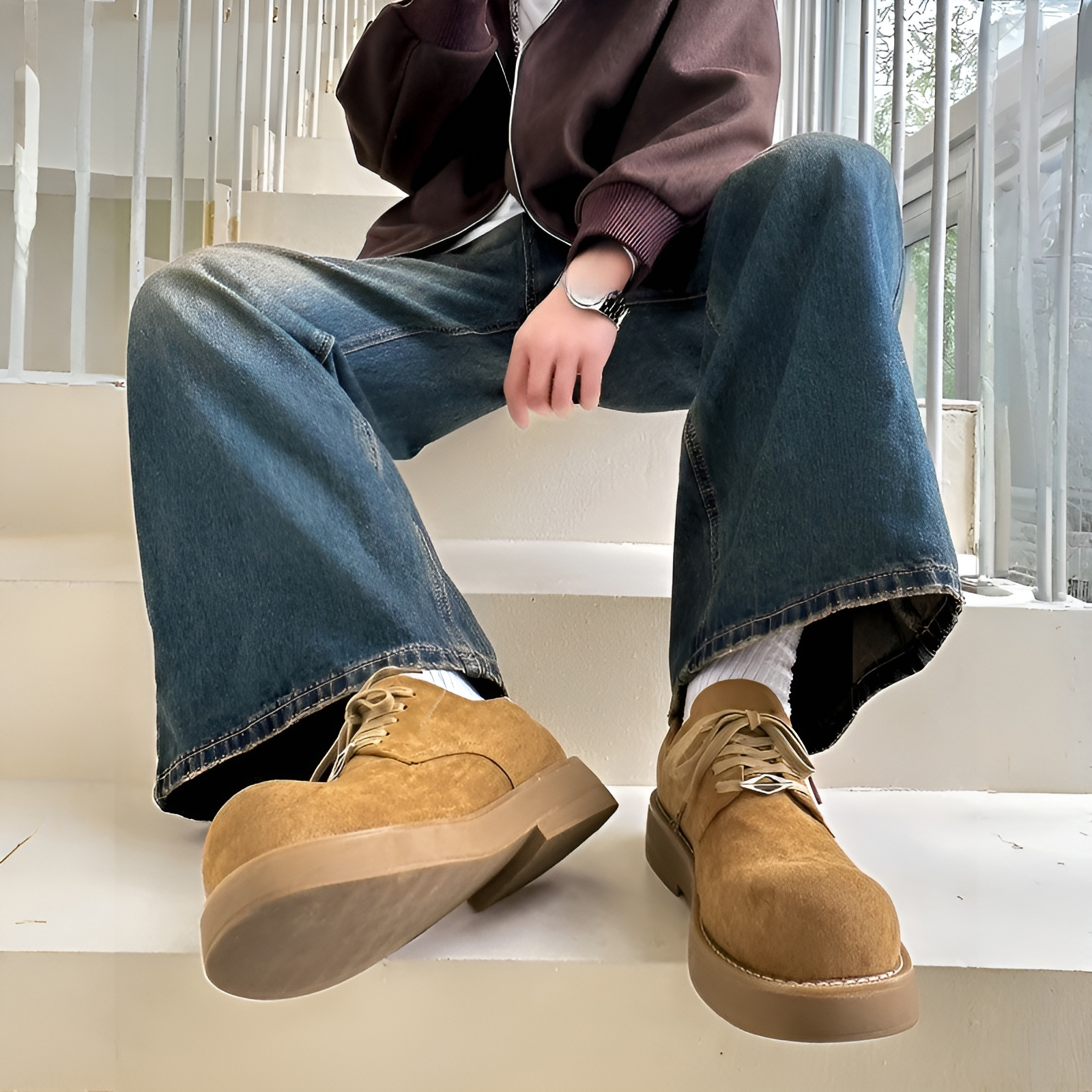 秋冬新作メンズ厚底デービーシューズ全体画像