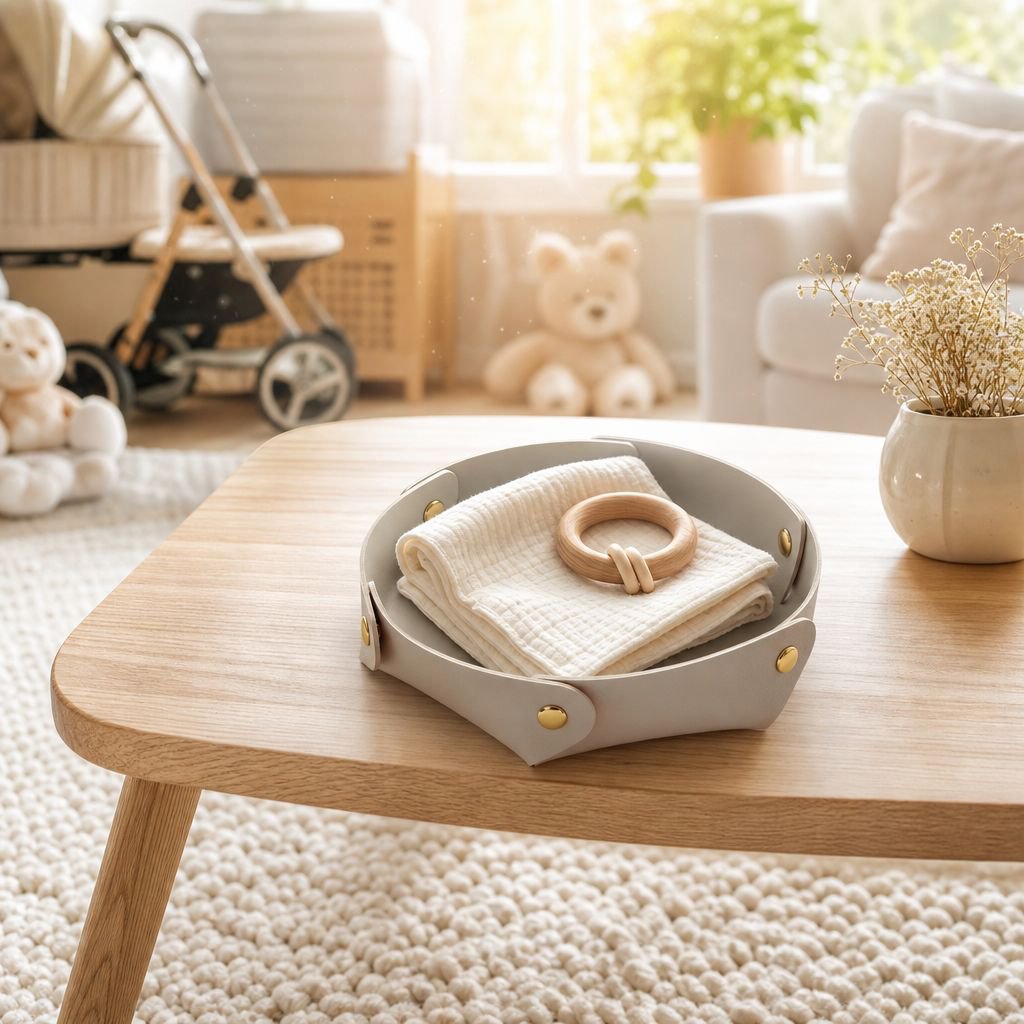 Vielseitige runde Tischbox im minimalistischen Stil