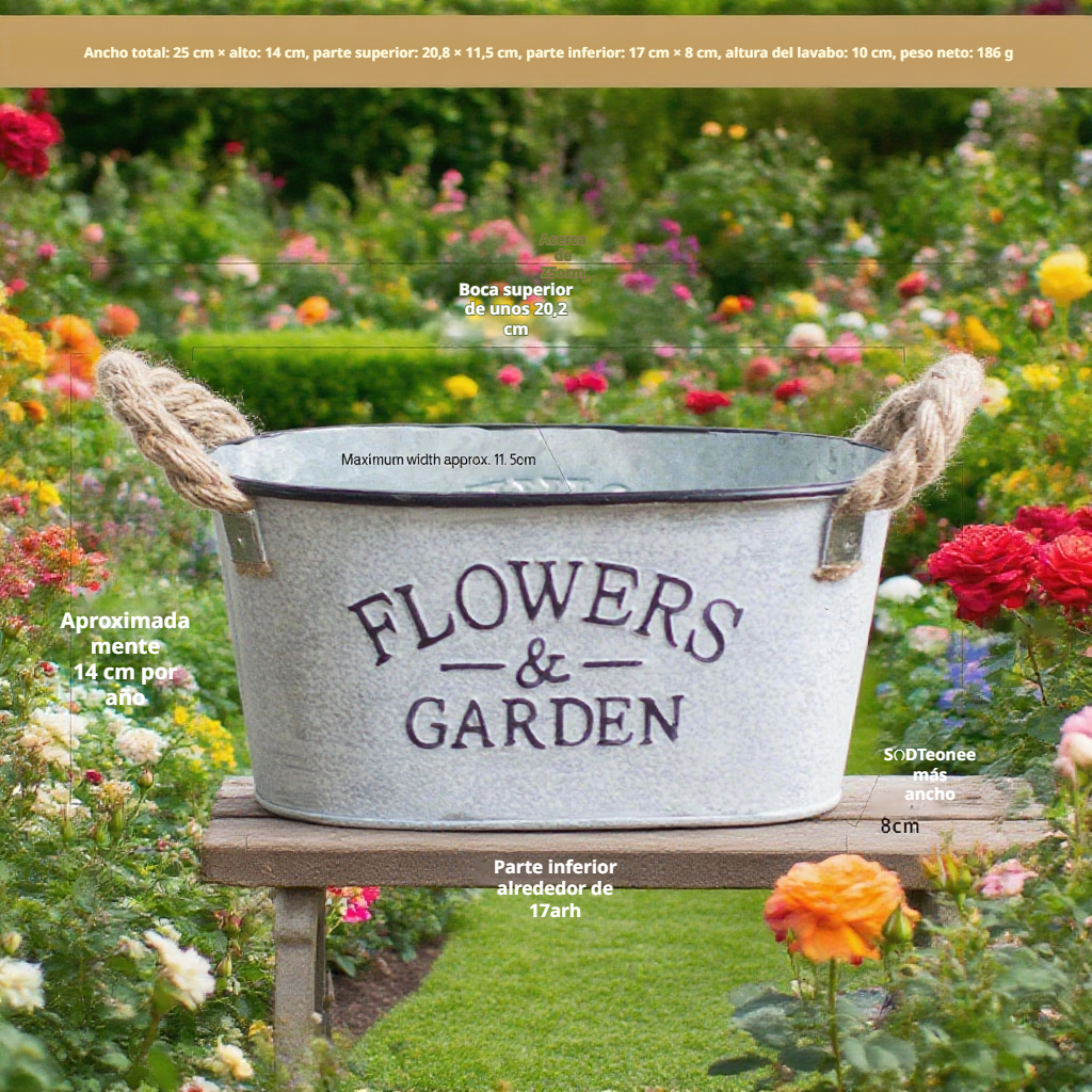  Maceta pequeña de metal simple para jardín