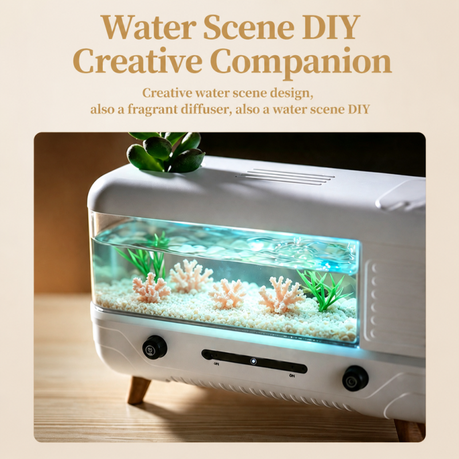 New DIY Water Feature Aroma Diffuser with Colorful Lights, High-Value Design, Fine Atomization Humid