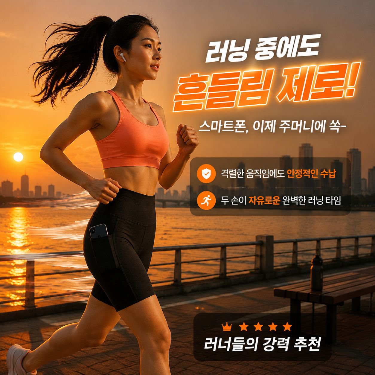 여성용 하이웨스트 요가 반바지 사이드 포켓
