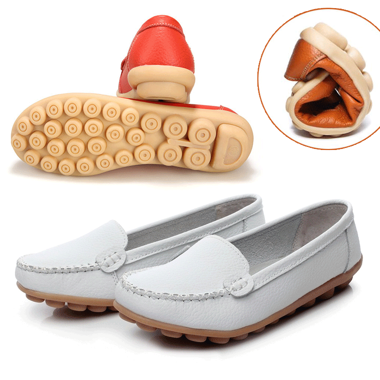 【カジュアルシューズ】牛革 コンフォート　フラットシューズ 手作り ゴム粒