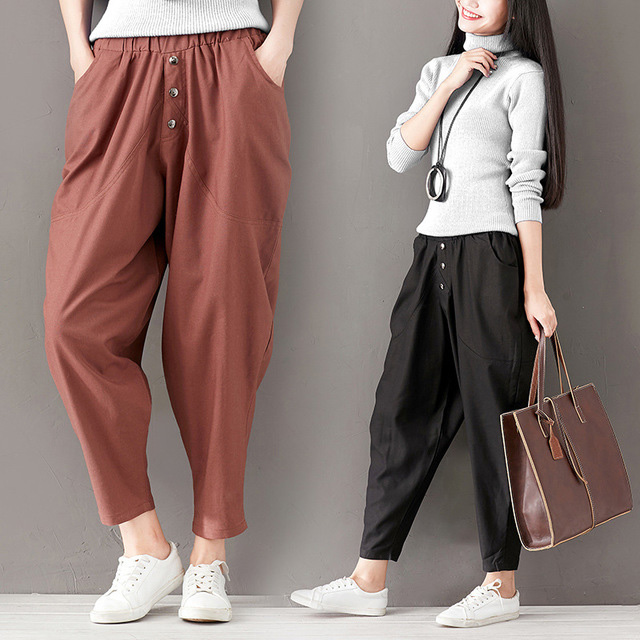 カジュアル綿麻ゆったり 9分丈