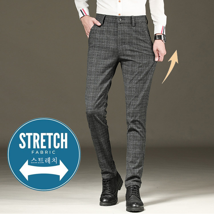 고탄력 남성 체크 팬츠