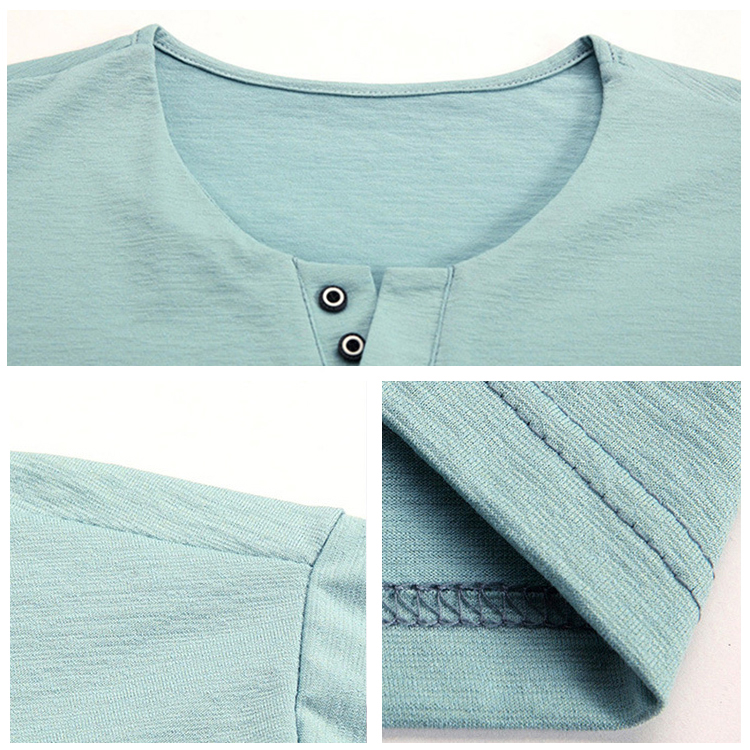 シンプル無地ラウンド襟Tシャツ