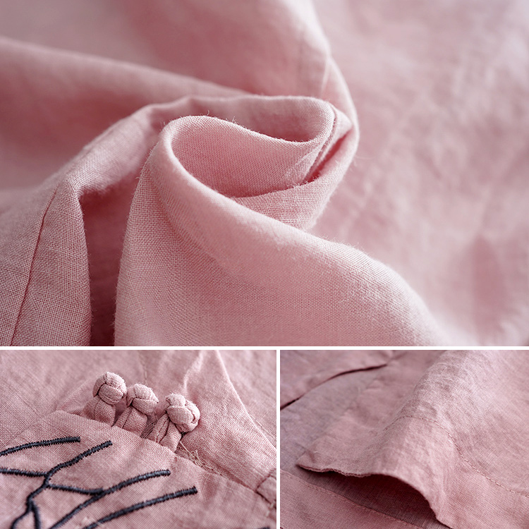 文艺棉麻长袖衬衫女