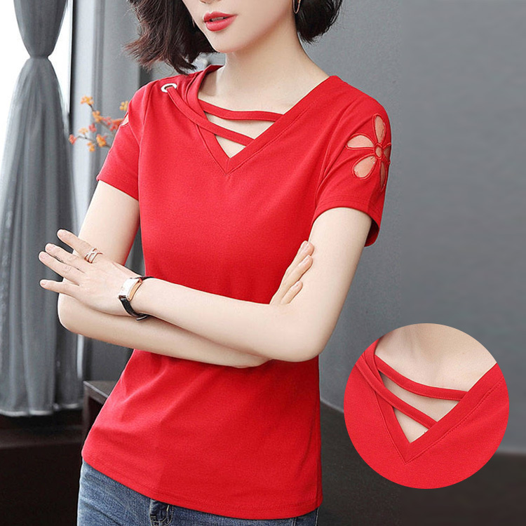 【Vネックブラウス】2枚4280 遊び心のあるデザイン 大人っぽい抜け感を演出 痩せ見え美シルエット