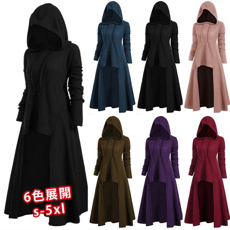 【フード付きニットワンピース】