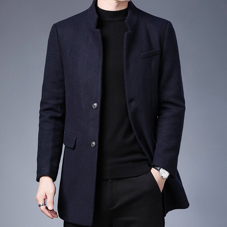 男士毛呢中長款風衣