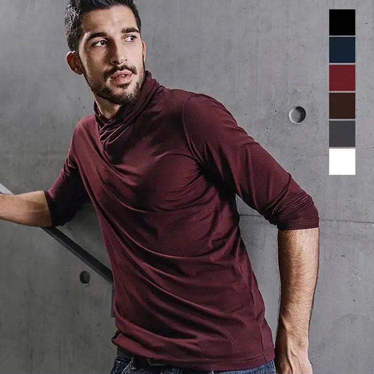 Men‘s knitted sweater turtleneck pile collar bottoming shirt