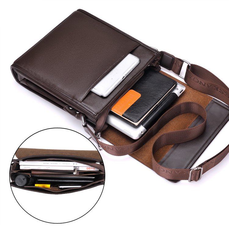 【限時秒殺 ！買一得五！】商務休閒真皮斜跨包