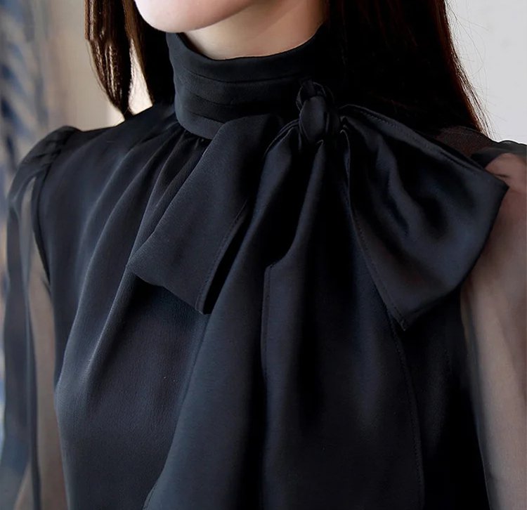 Women‘s Bow Tie Chiffon Shirt