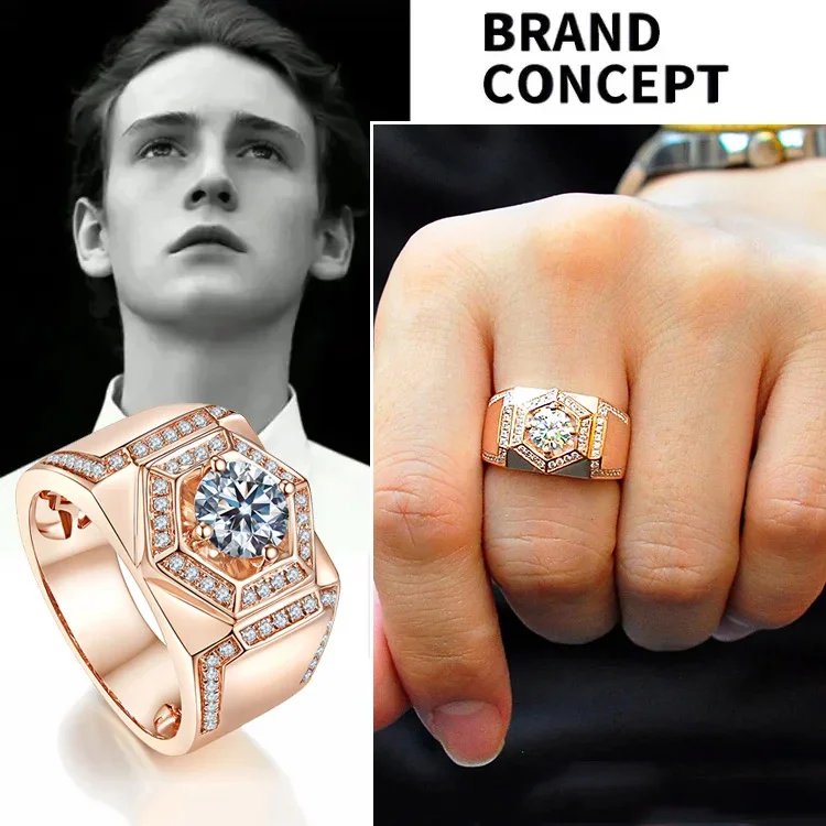 頂級鑽石在台灣！玫瑰金霸氣男士戒指