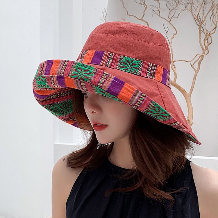 民族風大帽檐遮陽帽