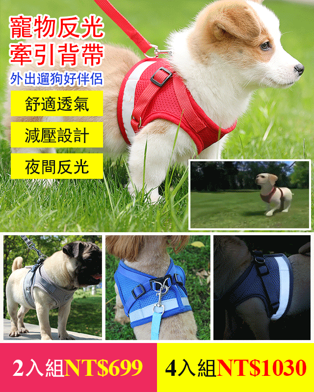 寵物反光牽引背帶