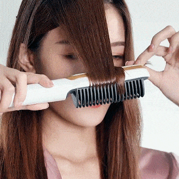 【ヘアアイロンブラシ】ストレート＆カール両用、スタイリング自由自在、30秒で急速加熱、たった２分で滑らかでツヤのある髪へ導く！