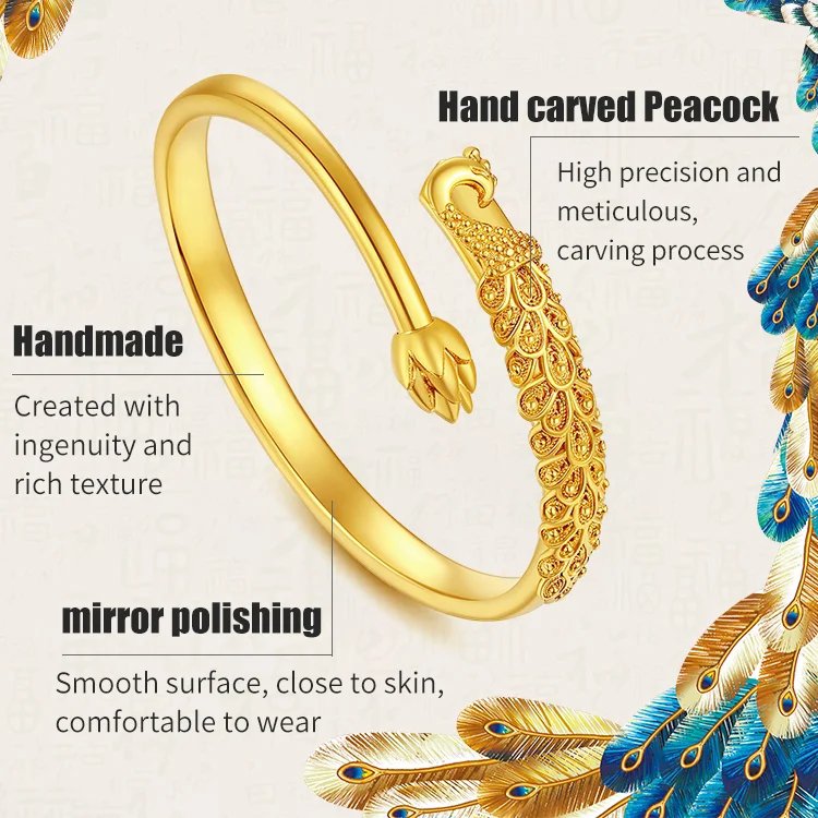 XB开口孔雀莲花手镯