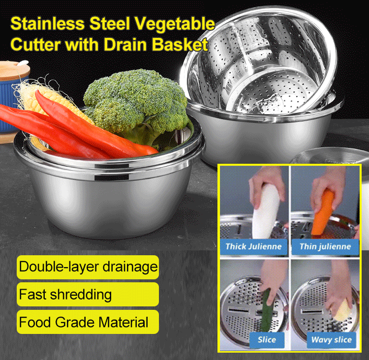 Stainless Steel Vegetable Cutter with Drain Basket